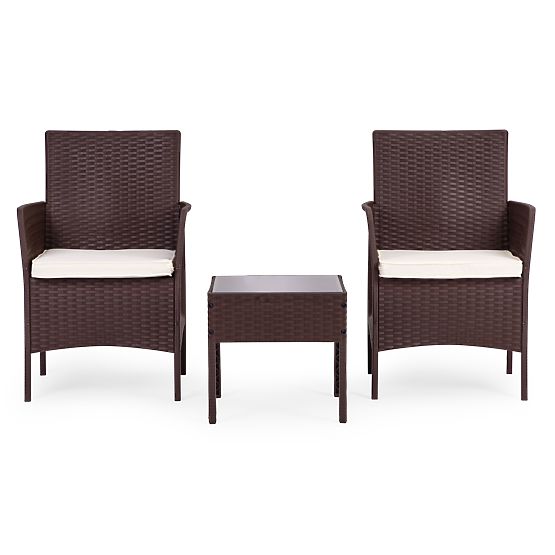 Záhradná nábytková sada 2 kreslá + stolík tvrdené sklo hnedá MultiGarden