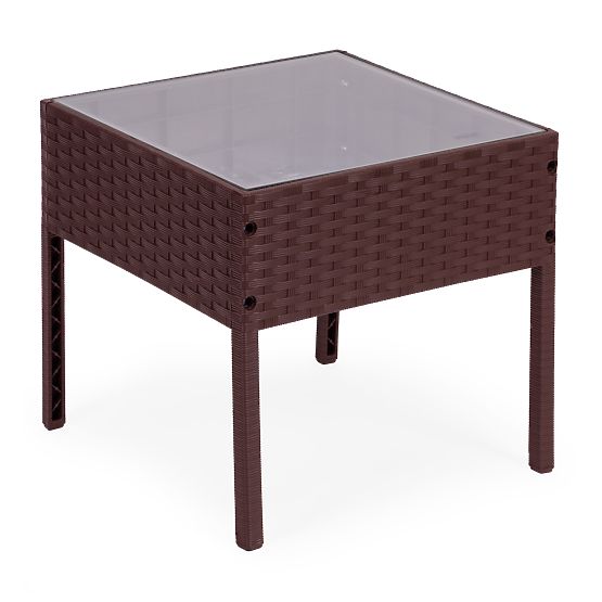 Záhradná nábytková sada 2 kreslá + stolík tvrdené sklo hnedá MultiGarden