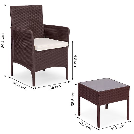 Záhradná nábytková sada 2 kreslá + stolík tvrdené sklo hnedá MultiGarden