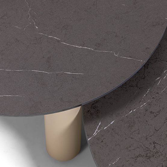 Záhradná rohová sedačka s 2 stolíkmi Santa Ana, hliníková, béžová, mramorová dekorácia, oblé tvary