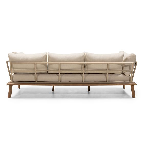 Záhradná rohová sedačka so stolíkom Penne, eukalyptové drevo FSC, béžová