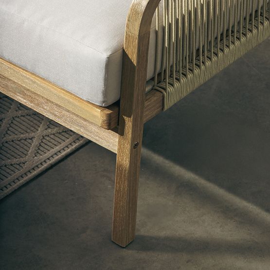 Záhradná rohová súprava so stolom Castello, výplet, akáciové drevo FSC, teakový vzhľad, béžová