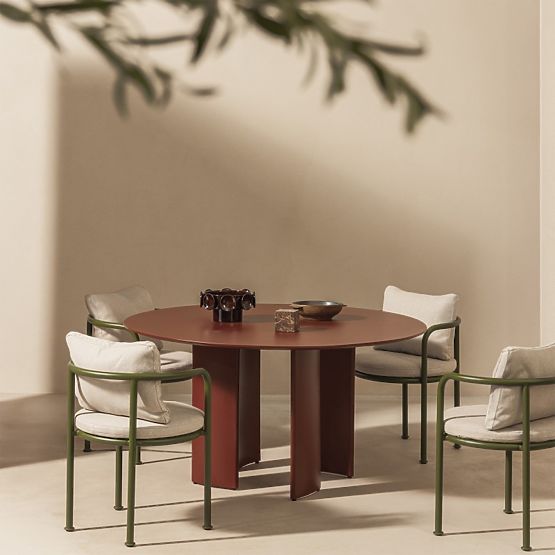 Záhradná stolička Amarello hliníková, svetlo béžová/zelená, zaoblená