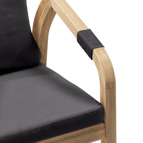 Záhradná stolička Castello s výpletom, akáciové drevo FSC, teakový vzhľad, tmavosivá