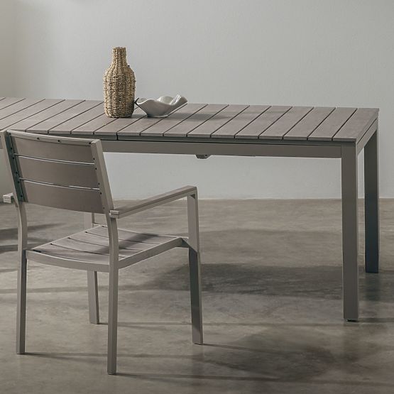 Záhradná stolička Drillo hliníková, béžovošedá, polywood