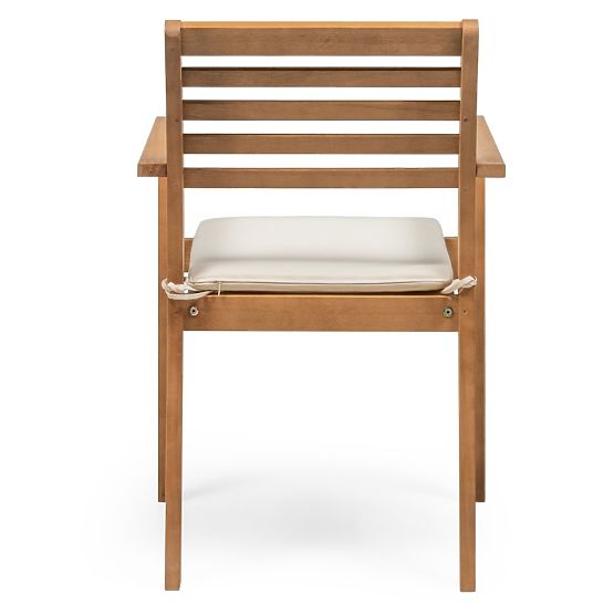 Záhradná stolička Familis ll eukalyptové drevo FSC, teakový vzhľad, béžová