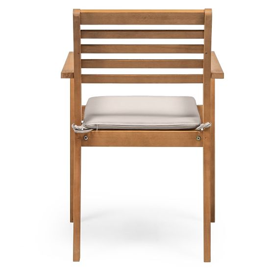 Záhradná stolička Familis ll eukalyptové drevo FSC, teakový vzhľad, svetlosivá