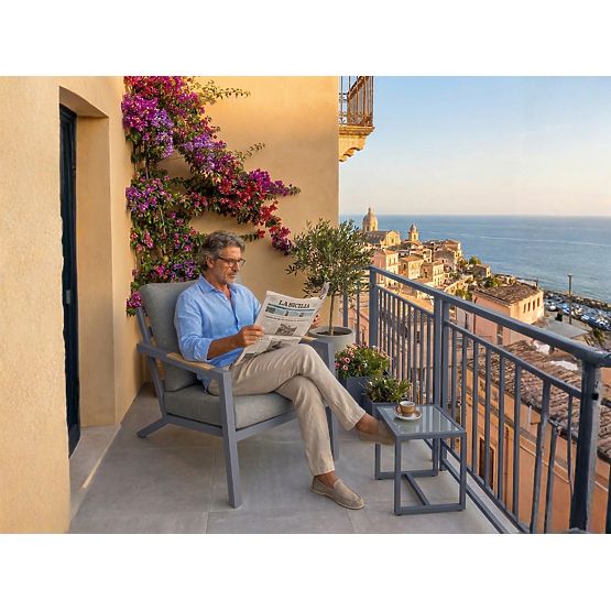 Záhradné hliníkové kreslo MISTERIOSO pohodlné sedadlo