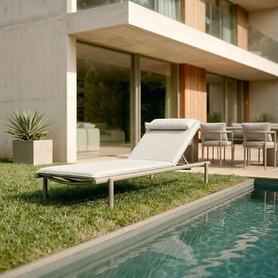 Záhradné lehátko Amarello nastaviteľné, hliníkové, svetlo béžové/béžovošedé