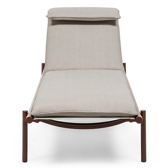 Záhradné lehátko Amarello nastaviteľné, hliníkové, svetlo béžové/bordovo hnedé