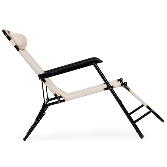 Záhradné lehátko s opierkou hlavy skladacia konštrukcia béžové