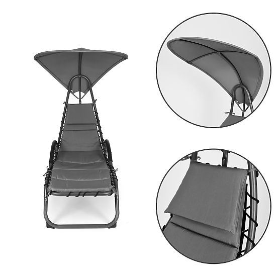 Záhradné lehátko s veľkou oválnou strieškou ModernHome