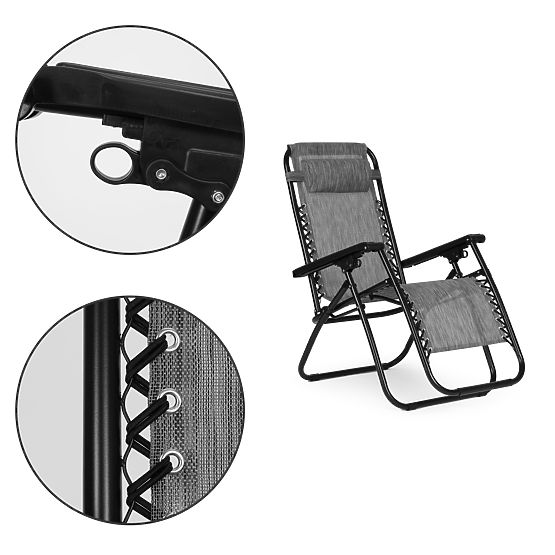 Záhradné plážové kreslo s nastaviteľným operadlom ZERO GRAVITY ModernHome - sivé