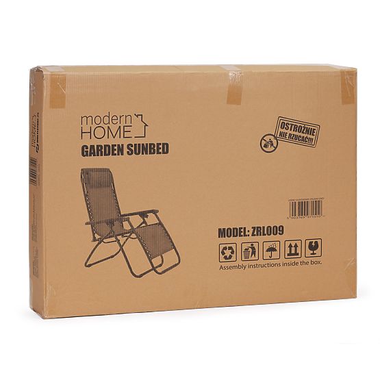 Záhradné plážové kreslo s nastaviteľným operadlom ZERO GRAVITY ModernHome - sivé