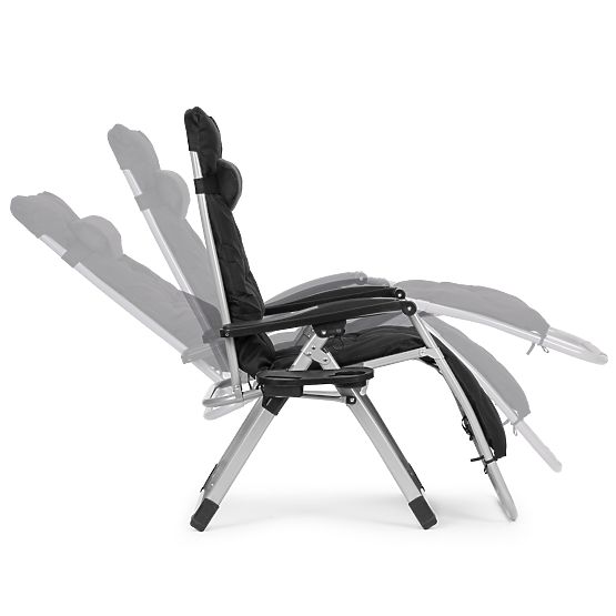 Záhradné plážové lehátko s nastaviteľným operadlom a vankúšom + opierka hlavy čierne MultiGarden