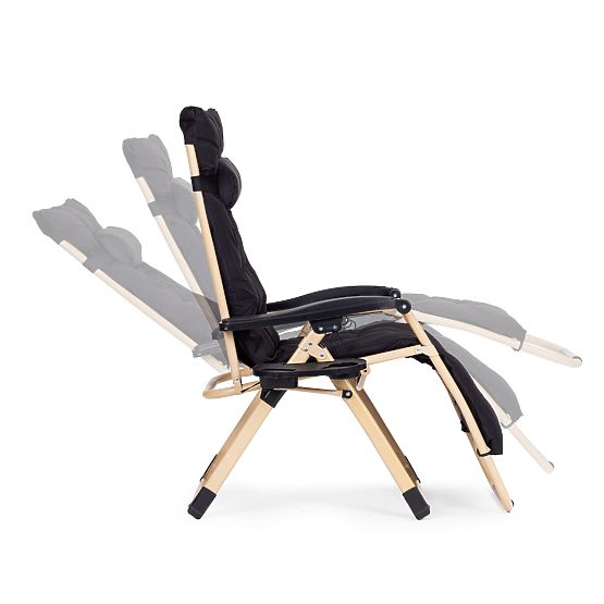 Záhradné plážové lehátko s vankúšom a nastaviteľnou opierkou čierne zlatý rám MultiGarden