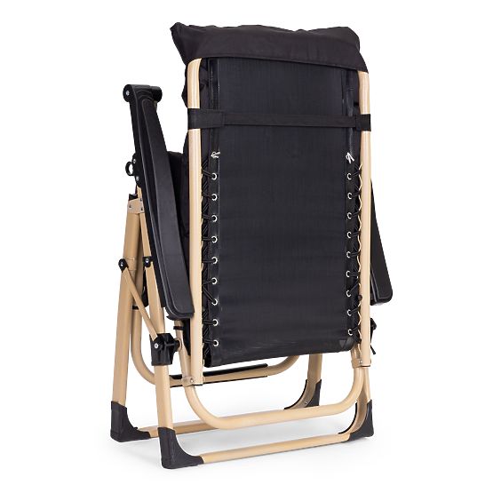 Záhradné plážové lehátko s vankúšom a nastaviteľnou opierkou čierne zlatý rám MultiGarden