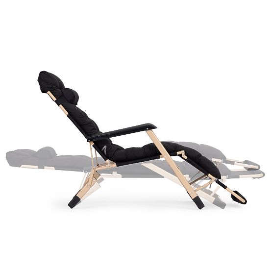 Záhradné plážové ležadlo 2v1 s vankúšom, nastaviteľnou opierkou nôh, čierne, zlatý rám MultiGarden
