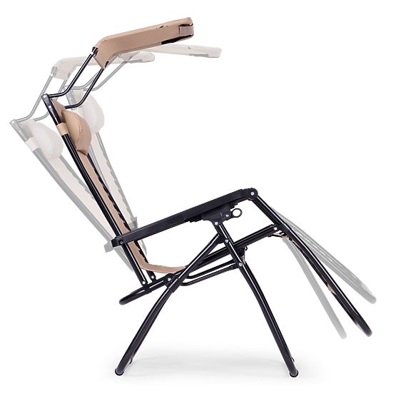 Záhradné plážové ležadlo s nastaviteľným operadlom a pohyblivou strieškou Modernhome - béžové