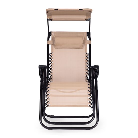 Záhradné plážové ležadlo s nastaviteľným operadlom a pohyblivou strieškou Modernhome - béžové