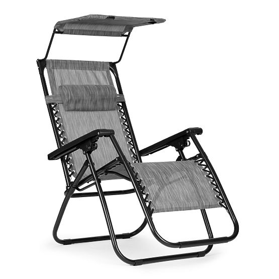 Záhradné plážové ležadlo s nastaviteľným operadlom a pohyblivou strieškou Modernhome - sivé