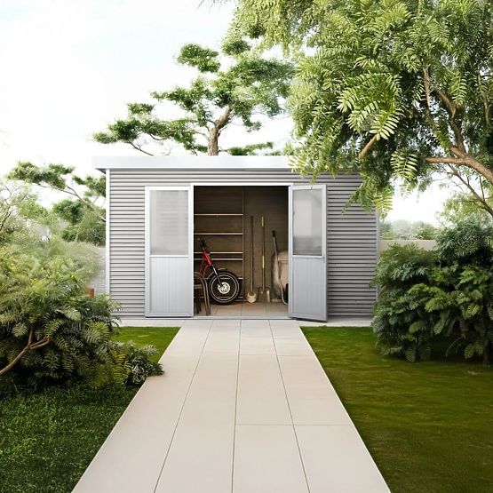 Záhradný domček Ardena 4x3 m 12 m², tmavošedý, kompozitné drevo, hliník, jednoduchá montáž