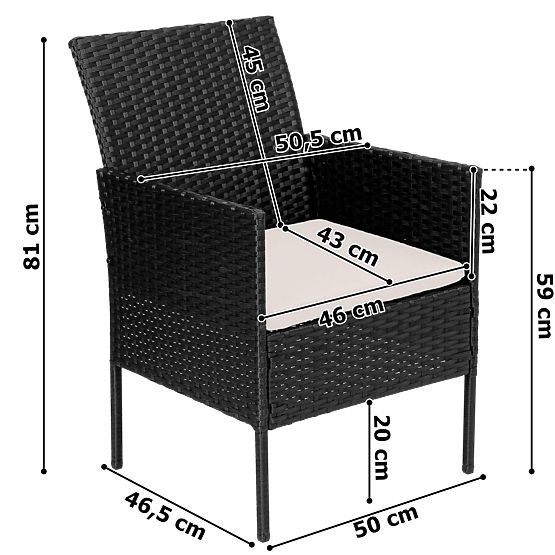 Záhradný nábytok z technoratanu sada 4v1 MAGNOLIA čierna béžové vankúše