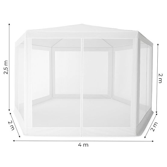 Záhradný obchodný pavilónový stan 2x2x2 m s moskytiérou biely MultiGarden