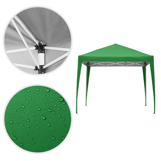 Záhradný pavilónový stan 3x3 m automaticky rozkladací + 4 bočné steny MultiGarden