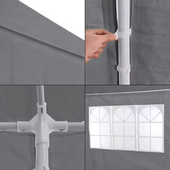 Záhradný pavilónový stan 3x9 m 8 stien sivý MultiGarden