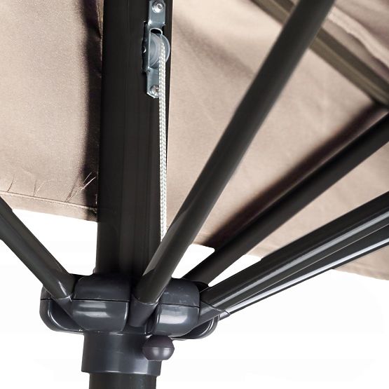 Záhradný polovičný slnečník na stenu na terasu 2,7m béžový