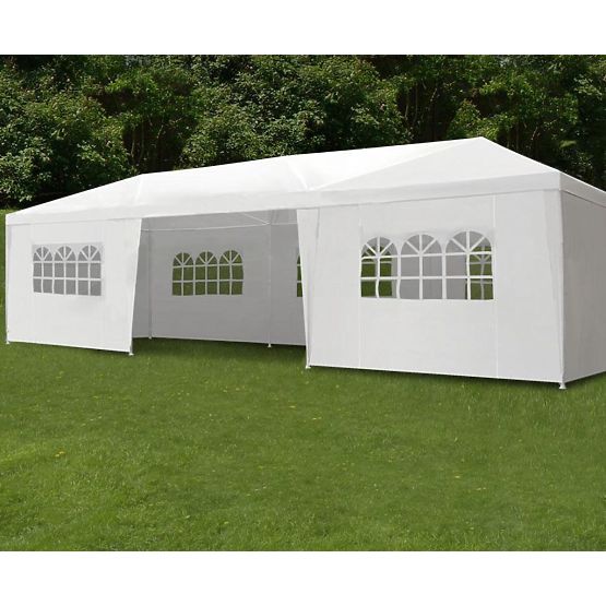 Záhradný predajný stan pavilón 3x9 m 8 stien biely MultiGarden