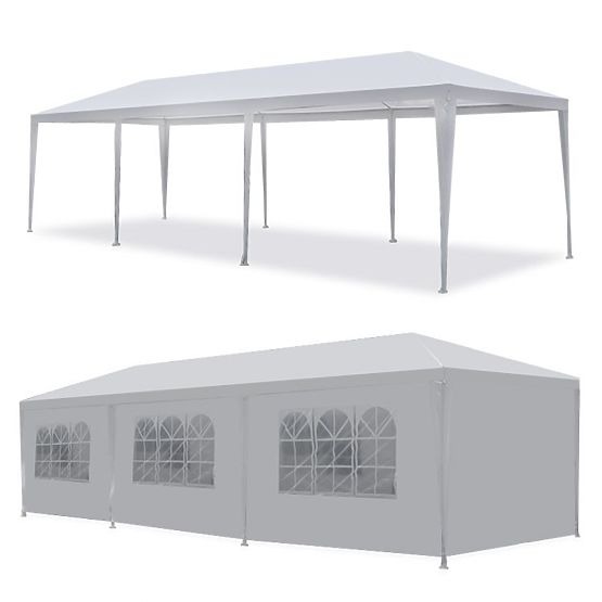 Záhradný predajný stan pavilón 3x9 m 8 stien biely MultiGarden