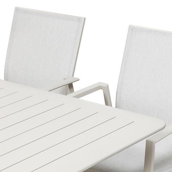 Záhradný set Canelli, rozkladací stôl 175-234 cm + 4 stoličky, hliníkový, svetlo béžový