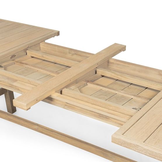 Záhradný set Castello, rozkladací stôl 200-295 cm + 6 stoličiek s výpletom, akáciové drevo FSC