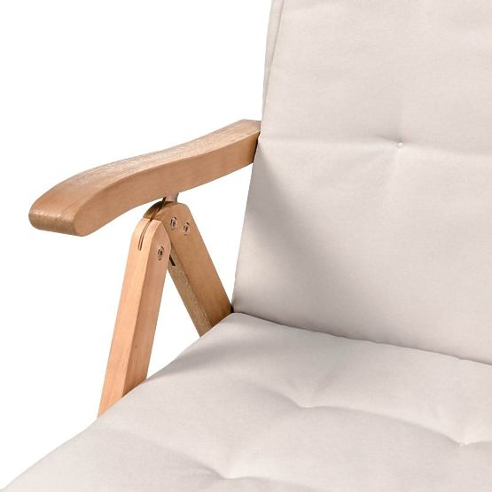 Záhradný set Familis stôl 160 cm + 4 stoličky s nastaviteľnými operadlami a svetlosivými vankúšmi