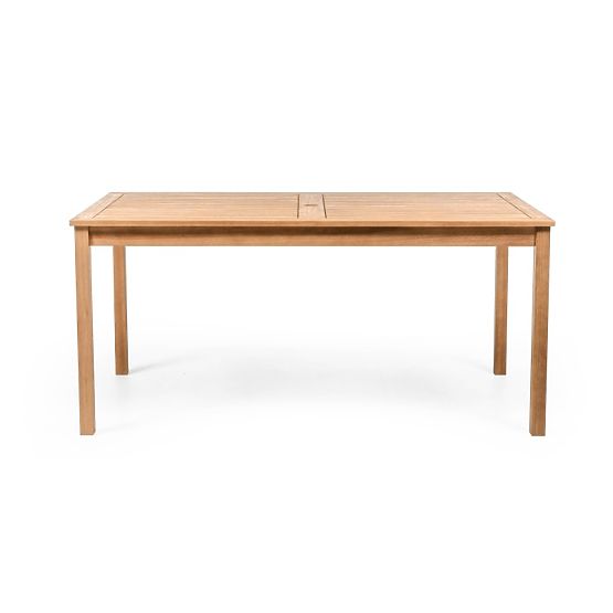 Záhradný set Familis stôl 160 cm + 6 stoličiek s nastaviteľnými opierkami a krémovými vankúšmi, drev