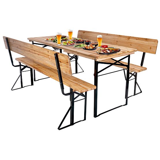 Záhradný set oceľovo-drevený PORTER 170 cm stôl + 2 lavice