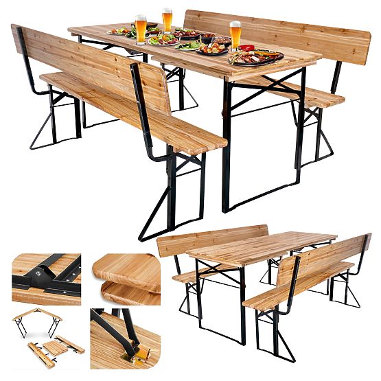 Záhradný set oceľovo-drevený PORTER 170 cm stôl + 2 lavice