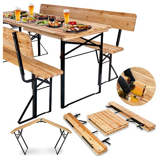 Záhradný set oceľovo-drevený PORTER 170 cm stôl + 2 lavice