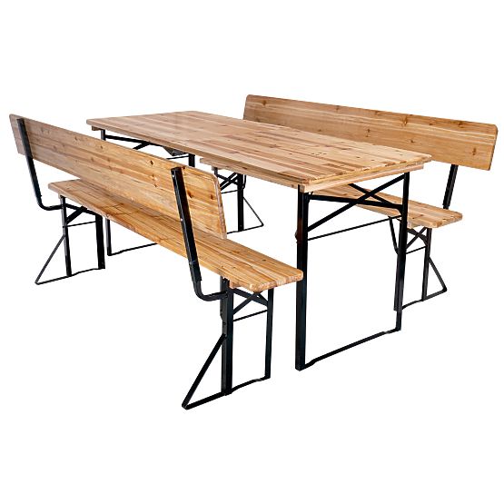Záhradný set oceľovo-drevený PORTER 170 cm stôl + 2 lavice