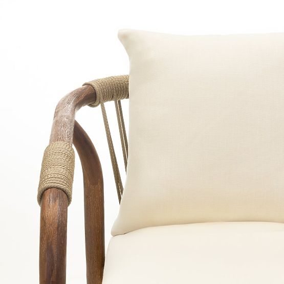 Záhradný set Rovigo stôl s kamennou doskou 220 cm a 4 stoličky s pleteným lanom, tmavé drevo