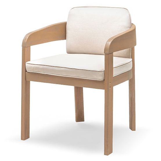 Záhradný set Satori, stôl 183 cm + 4 stoličky, akáciové drevo FSC, teakový vzhľad, béžový, zaoblený