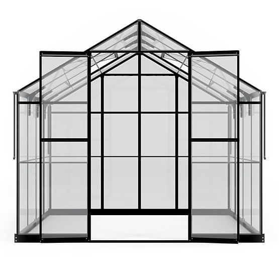 Záhradný skleník ProGlass Classic Compact 7,7 m² so základom, tvrdené sklo 4 mm, hliník