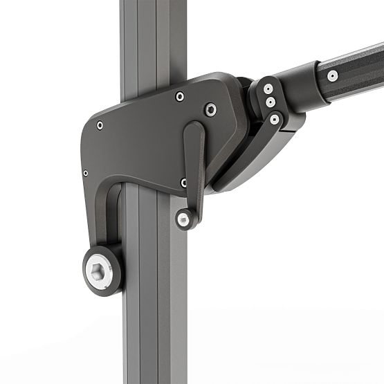 Záhradný slnečník na výložníku Shade Deluxe 4x3 m s obalom a solárnym LED osvetlením, otočný