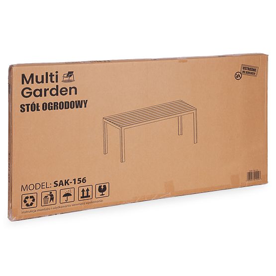 Záhradný stôl pre 6 osôb 156x78 cm polywood nábytok na terasu sivý biely MultiGarden