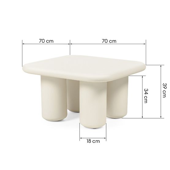 Záhradný stolík Vibonis 70 cm, štvorcový, cementový, svetlo béžový