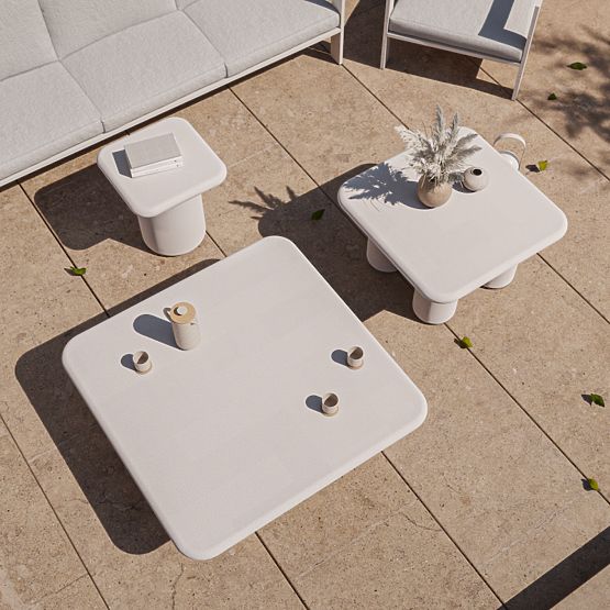 Záhradný stolík Vibonis 70 cm, štvorcový, cementový, svetlo béžový