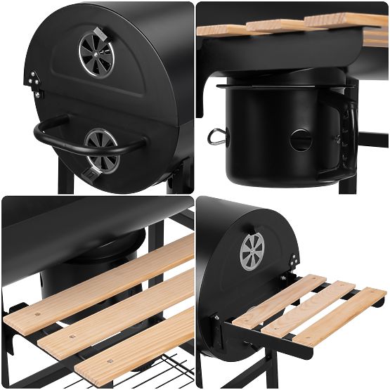 Záhradný uhlový gril 2 rošty popolník BAREL WOOD