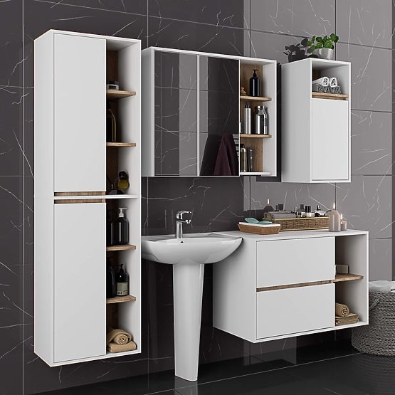 ZÁVESNÁ KÚPEĽŇOVÁ SKRINKA VAMI W50 2D 6P BIELA / DUB SONOMA